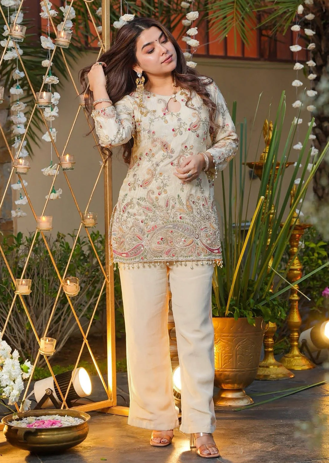 Women’s French Crepe Embroidered Co-Ord Set with Pant